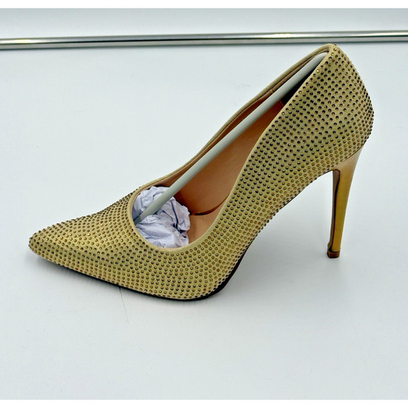Lauren Lorraine Dori Pump Heels Bronze Gold Crystals Pointed Toe Size 9.5 New - Picture 4 of 10